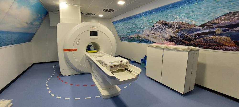 MRI Faraday cage shielding panels installed during construction showing modular panel system